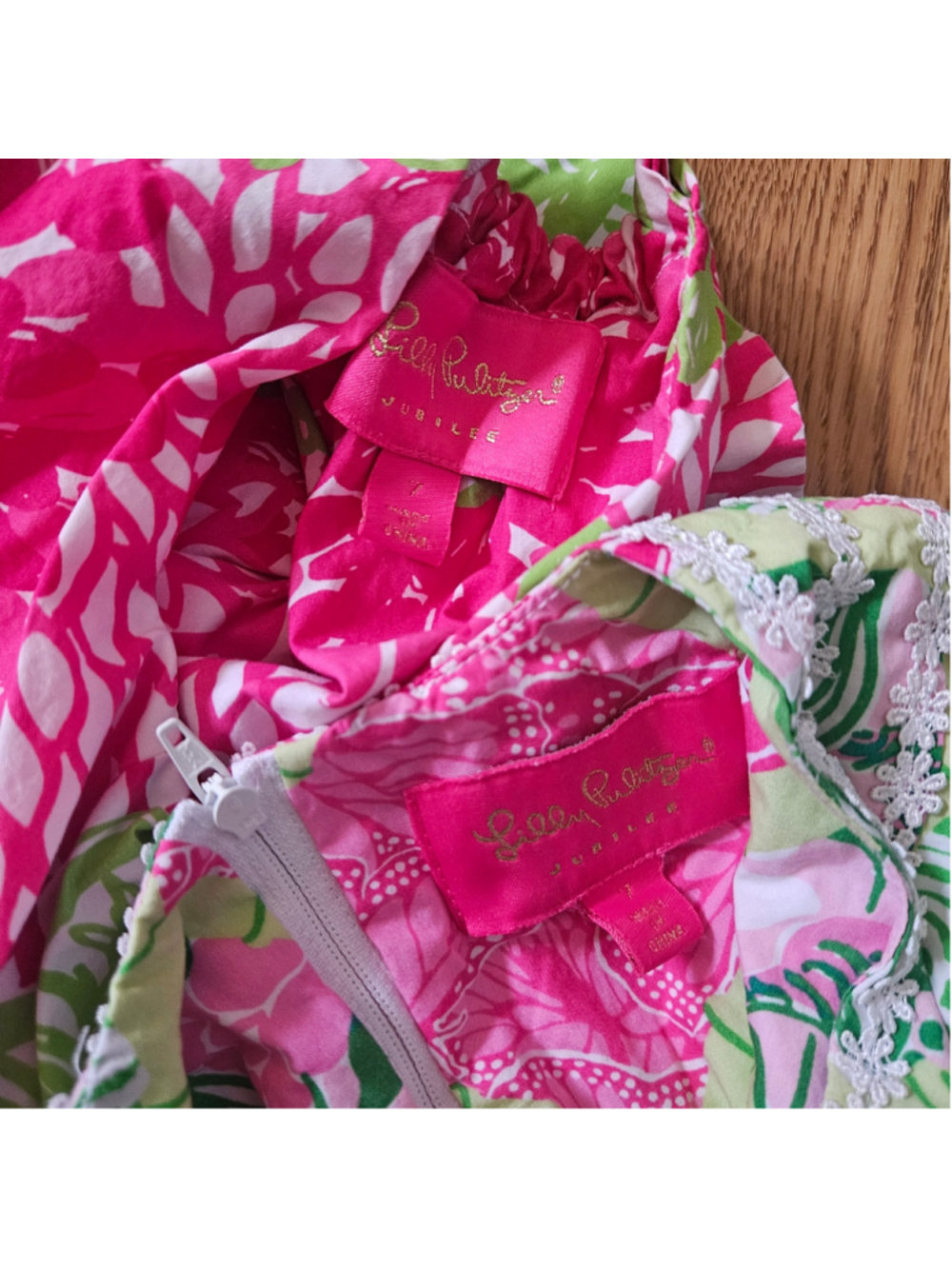 Lilly Pulitzer Jubilee Girls Sleeveless Dresses Floral Girly Girls 7 Set of 2 - Picture 5 of 6
